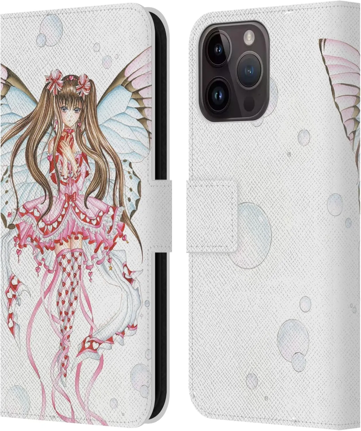 Head Case Designs Officially Licensed Nene Thomas Pink Champagne Anime Fairies Leather Book Wallet Case Cover Compatible with Apple iPhone 15 Pro Max