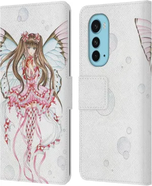 Head Case Designs Officially Licensed Nene Thomas Pink Champagne Anime Fairies Leather Book Wallet Case Cover Compatible with Motorola Edge (2022)