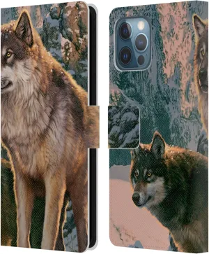 Head Case Designs Officially Licensed Vincent HIE Wolf Couple Canidae Leather Book Wallet Case Cover Compatible with Apple iPhone 12 Pro Max