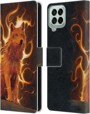 Head Case Designs Officially Licensed Vincent HIE Wolf Phoenix Canidae Leather Book Wallet Case Cover Compatible with Samsung Galaxy M53 (2022)