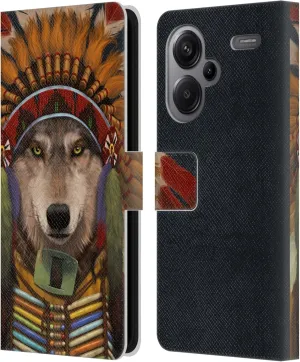 Head Case Designs Officially Licensed Vincent HIE Wolf Spirit Chief Canidae Leather Book Wallet Case Cover Compatible with Xiaomi Redmi Note 13 Pro Plus 5G