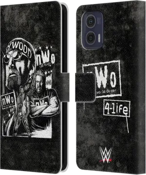 Head Case Designs Officially Licensed WWE Fathead Superstar NWO Leather Book Wallet Case Cover Compatible with Motorola Moto G73 5G