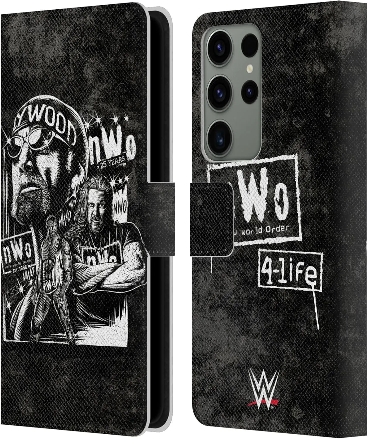 Head Case Designs Officially Licensed WWE Fathead Superstar NWO Leather Book Wallet Case Cover Compatible with Samsung Galaxy S23 Ultra 5G