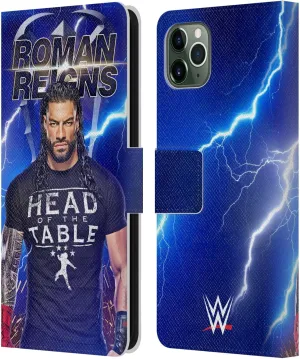 Head Case Designs Officially Licensed WWE Lightning Roman Reigns Leather Book Wallet Case Cover Compatible with Apple iPhone 11 Pro Max