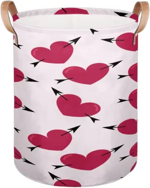 Heart Pierce Round Laundry Basket with Handles 70L Large Laundry Hamper Collapsible Polyester Dirty Clothes Storage Bucket Tall Organizer Basket for Nursery Bathroom Decor