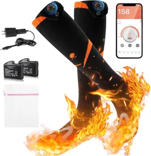 Heated Socks, Auxemu 7.4v 5000mah Rechargeable Heated Socks for Women Men with APP/Upgraded Button Control, 360° Heating Feet Warmer for Winter Hunting Fishing Skiing Outdoors