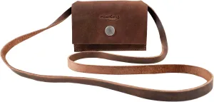 Heather's, Mini Wallet Purse with Strap, Card Holder, Money Organizer, ID Storage, Pocket Pouch, Full Grain Leather, Handmade Accessory, Bourbon Brown