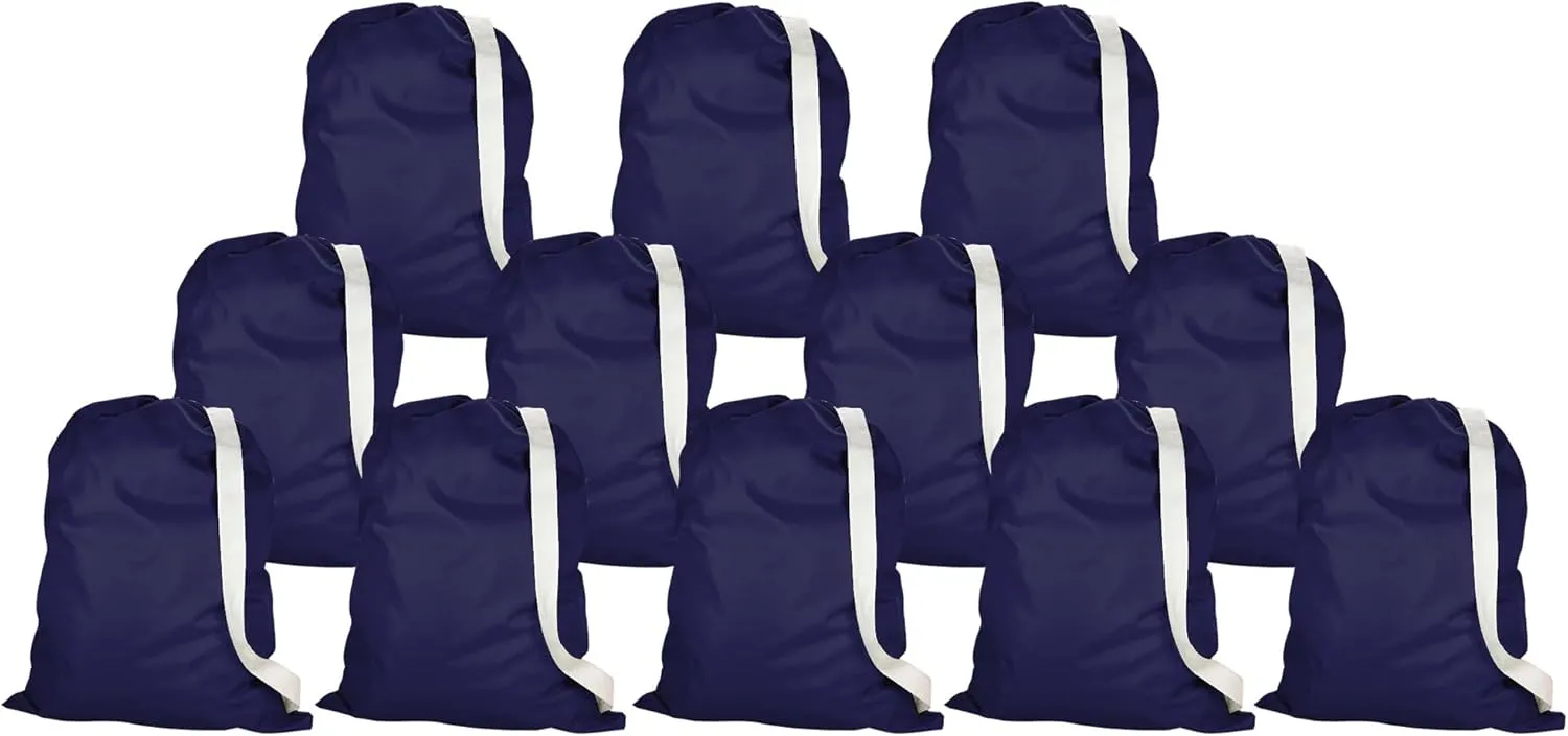 Heavy-Duty Navy Nylon Laundry Bag with Straps – Washable, Foldable Laundry Bag for Travel, Home, and Storage – Durable and Spacious for Organizing Clothes, Bedding, Towels, and More