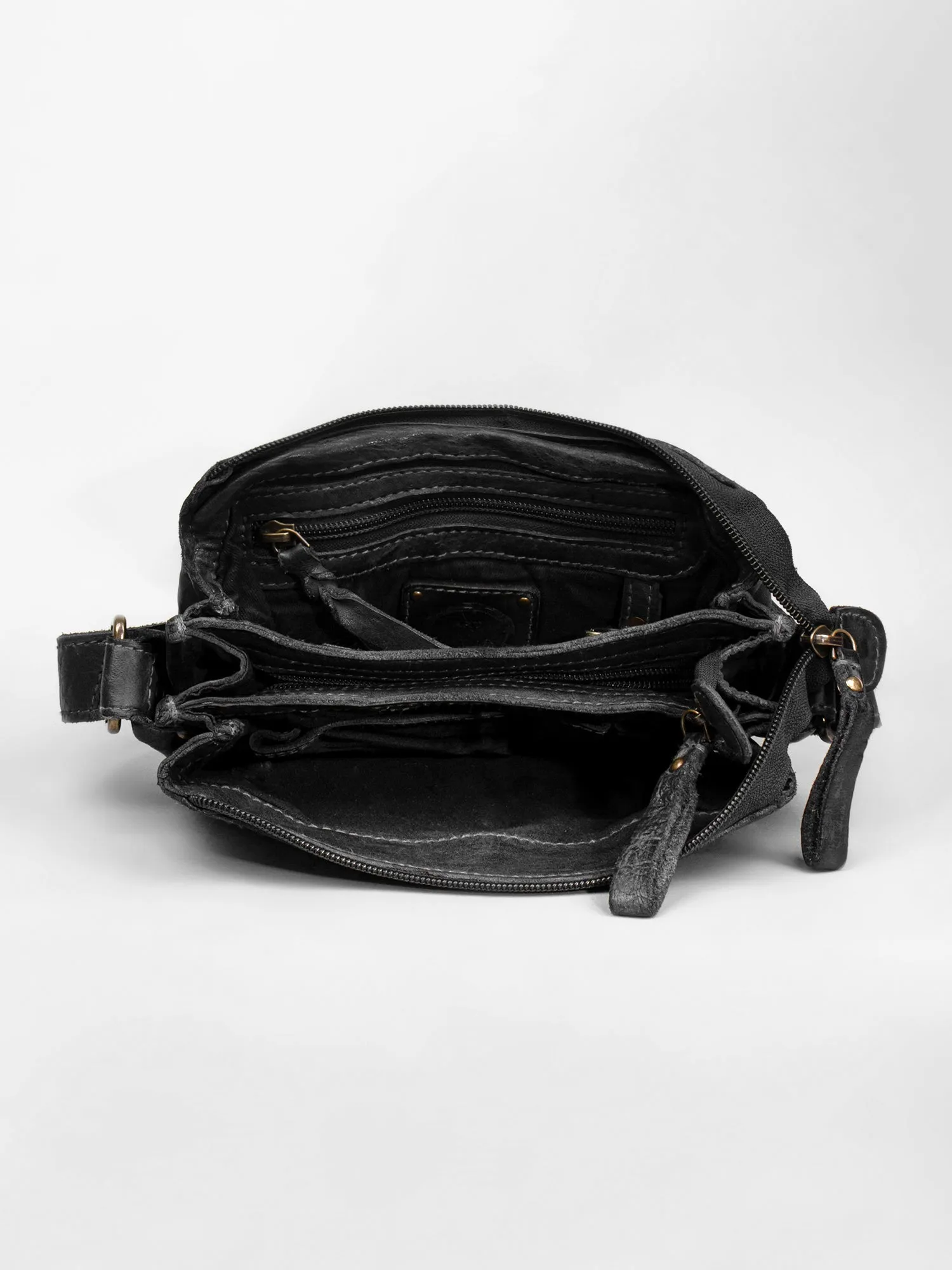 Henry: Black Flap Bag Cross Body In Veg Tan Leather by art n vintage