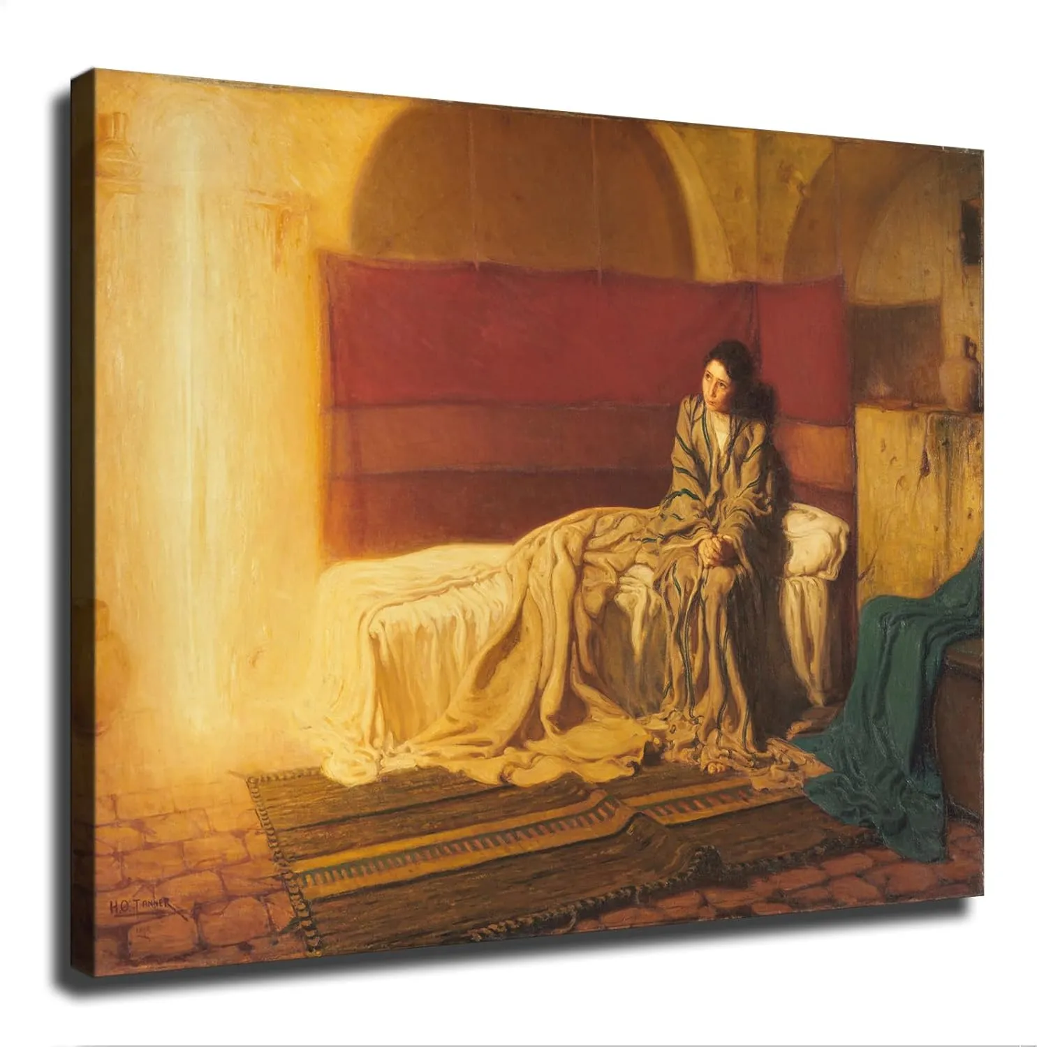 Henry Ossawa Tanner The Annunciation Poster Canvas Art Print Painting Wall Decoration Picture Modern Decorative Aesthetic Bedroom Decoration Poster (8×10inch,Framed)