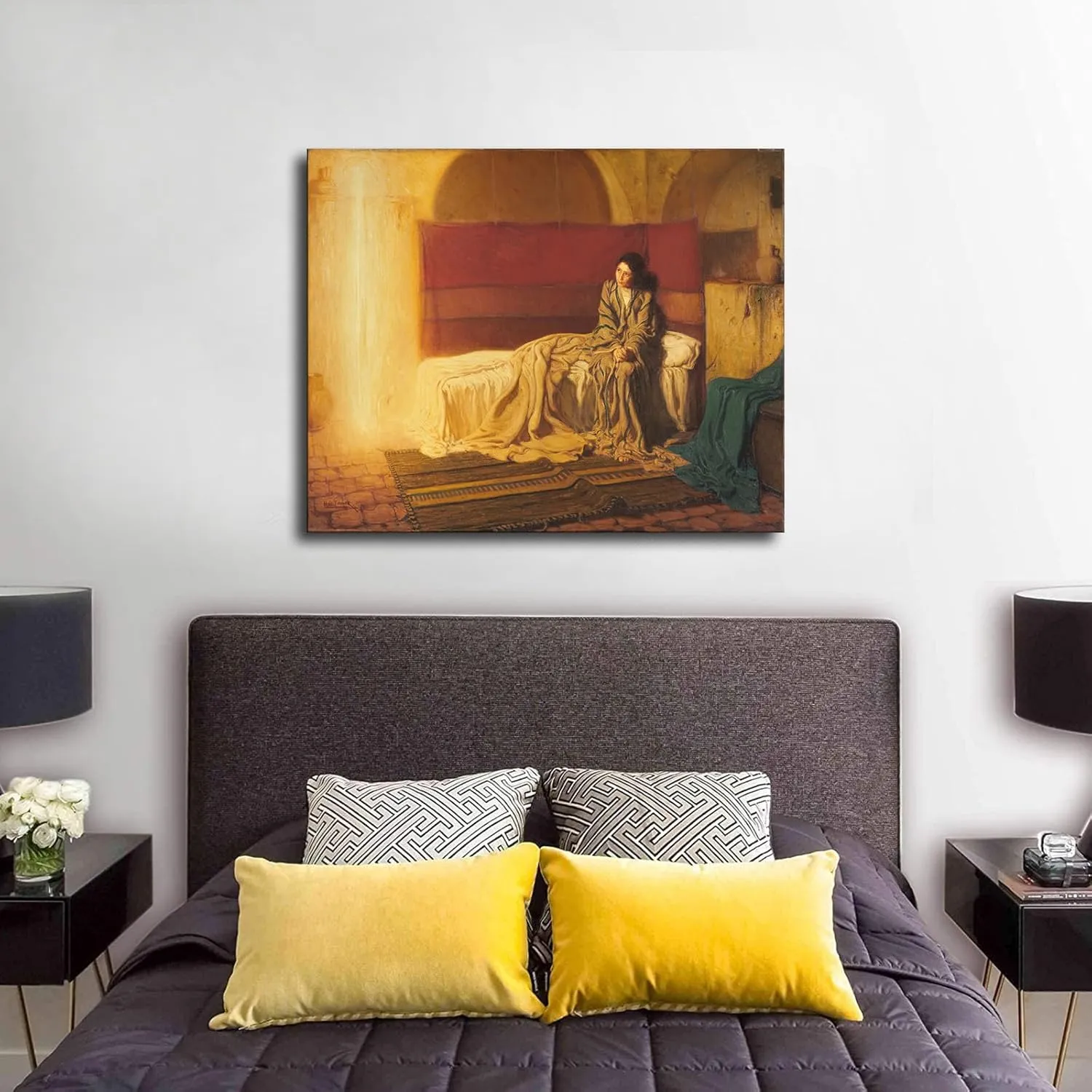Henry Ossawa Tanner The Annunciation Poster Canvas Art Print Painting Wall Decoration Picture Modern Decorative Aesthetic Bedroom Decoration Poster (8×10inch,Framed)