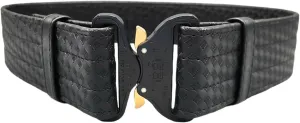 Hero's Pride 2.25" Leather Duty Belt, AirTek Basix Rugged Hook Lined Leather Belt, Quick Release Buckle, Basket Weave Finish