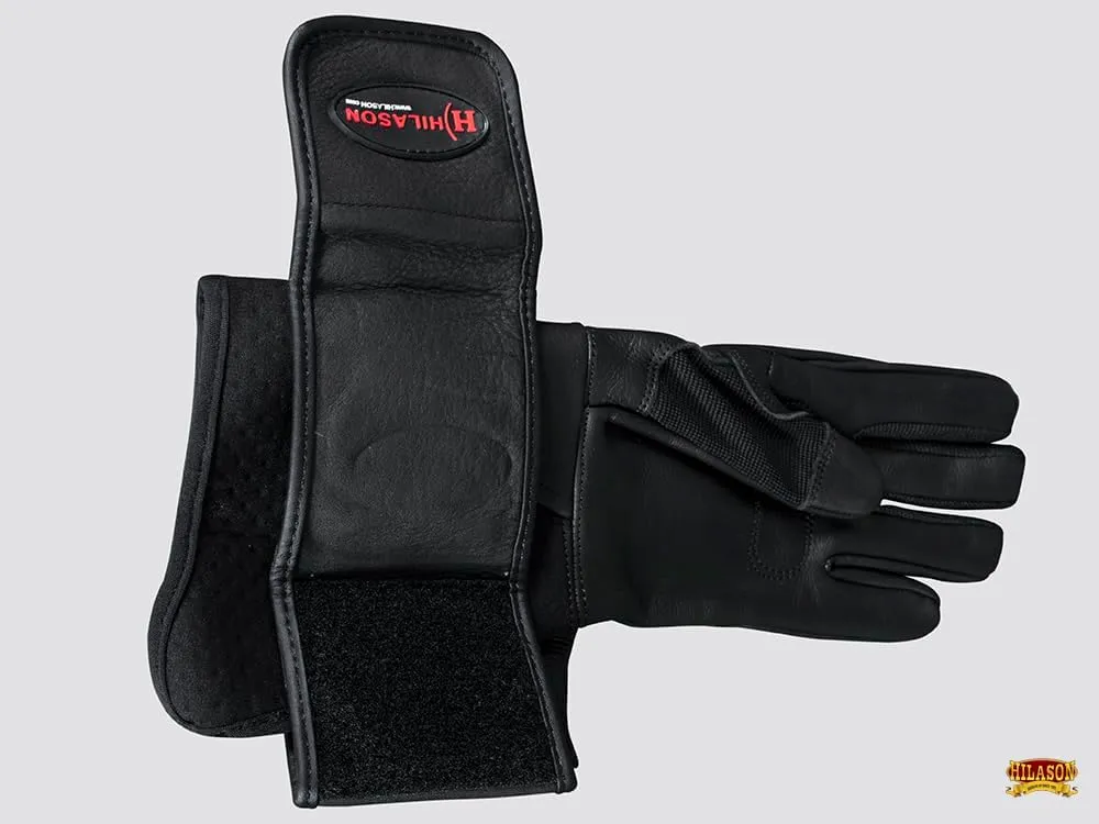HILASON Bull Riding Gloves Pro Rodeo Genuine Leather Black Left Hand (6" to 10") | Bull Riding Gloves | Leather Riding Gloves | Bullback Riding Gloves | Bull Riding Gloves Women | Leather Gloves Men