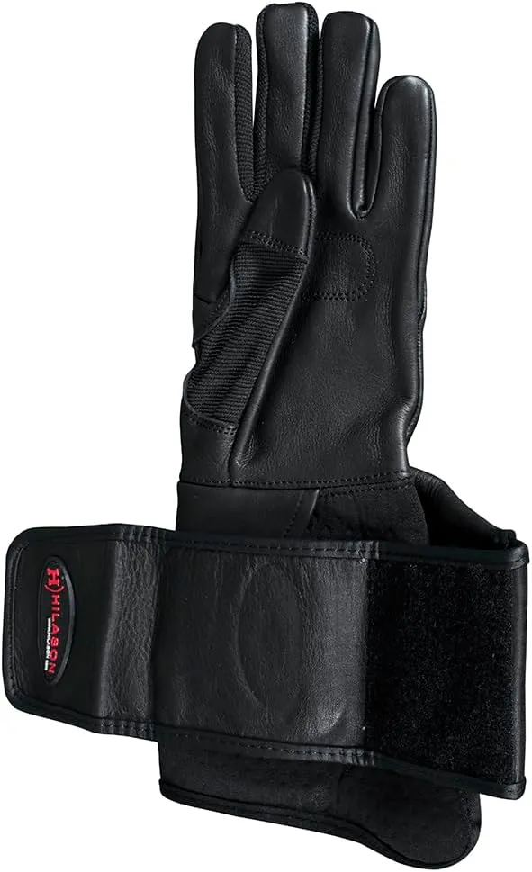 HILASON Bull Riding Gloves Pro Rodeo Genuine Leather Black Left Hand (6" to 10") | Bull Riding Gloves | Leather Riding Gloves | Bullback Riding Gloves | Bull Riding Gloves Women | Leather Gloves Men