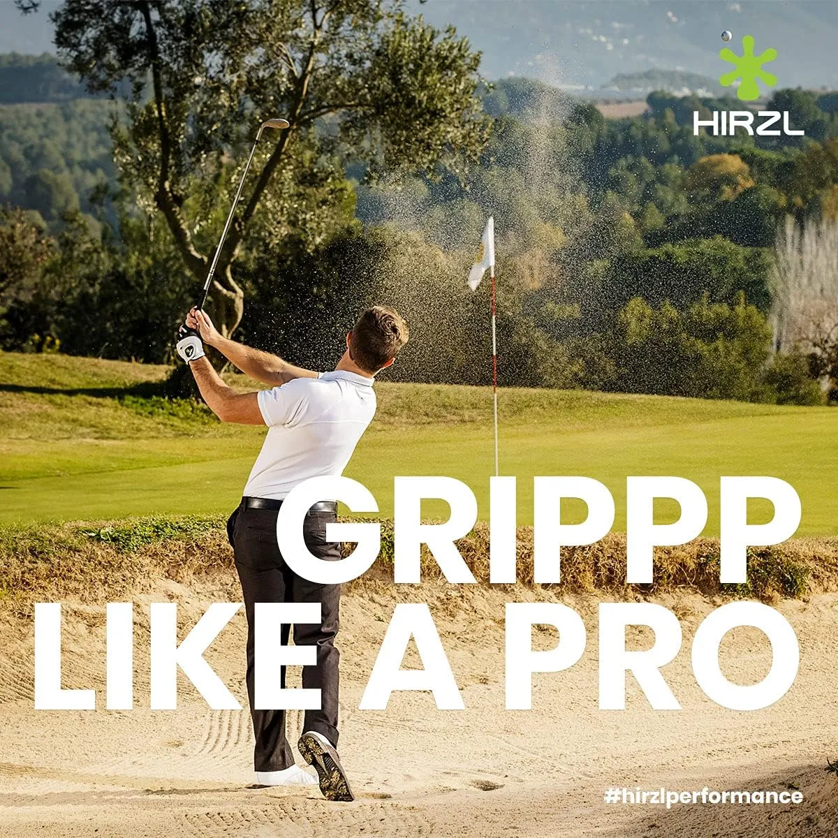 HIRZL GRIPPP FIT Golf Glove – All Weather Mens Golf Glove (White/Black) | Kangaroo Leather & Lycra | Ultimate Grip in Wet or Dry Conditions