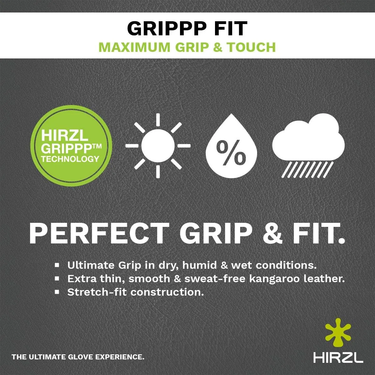 HIRZL GRIPPP FIT Golf Glove – All Weather Mens Golf Glove (White/Black) | Kangaroo Leather & Lycra | Ultimate Grip in Wet or Dry Conditions