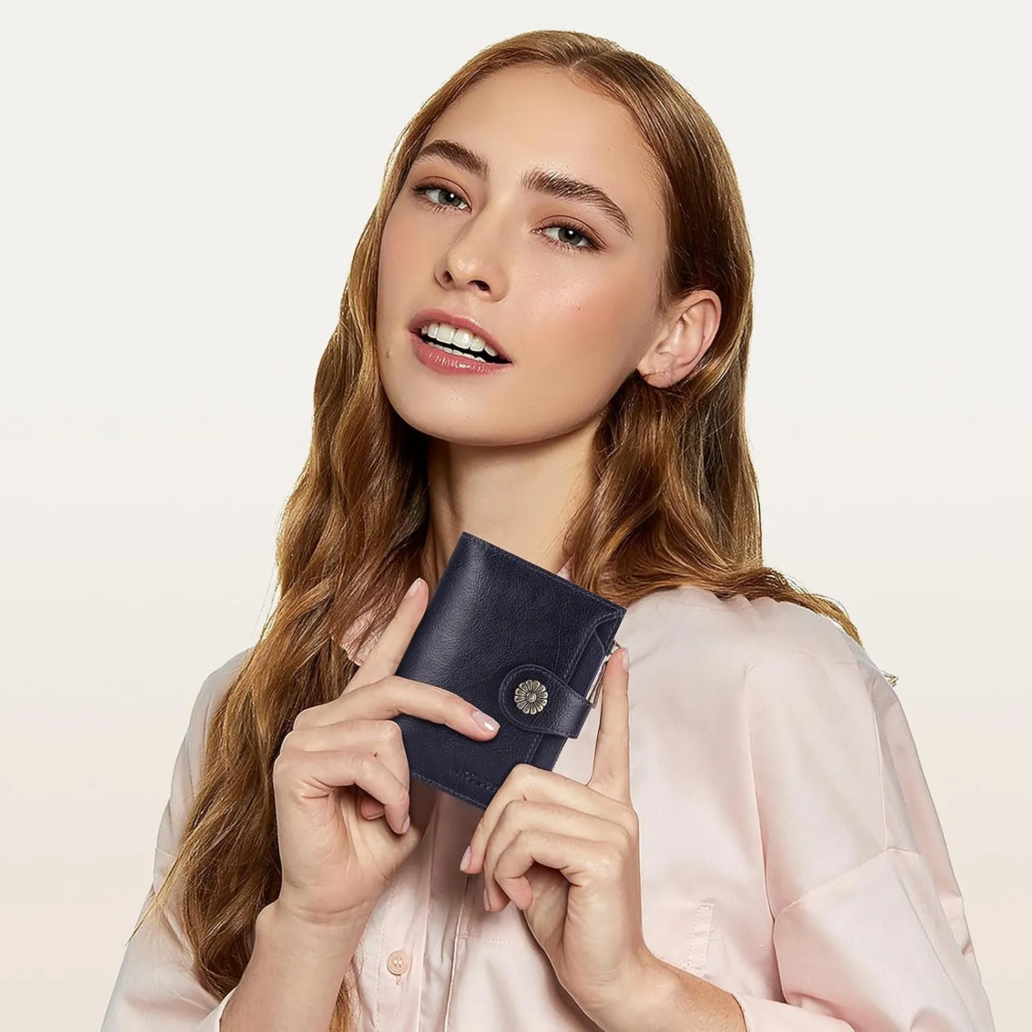 HKCLUF Wallet Women,Small Genuine Leather Bifold Wallet Womens,RFID Blocking Wallet for Women Card Holder Purse With Removable ID Window(darkblue)