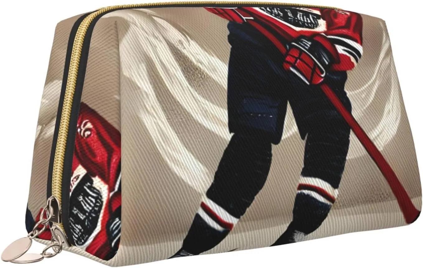 Hockey Sports Toiletry Pouch, Travel-Friendly Makeup Organizer For Makeup Brushes, Lipsticks