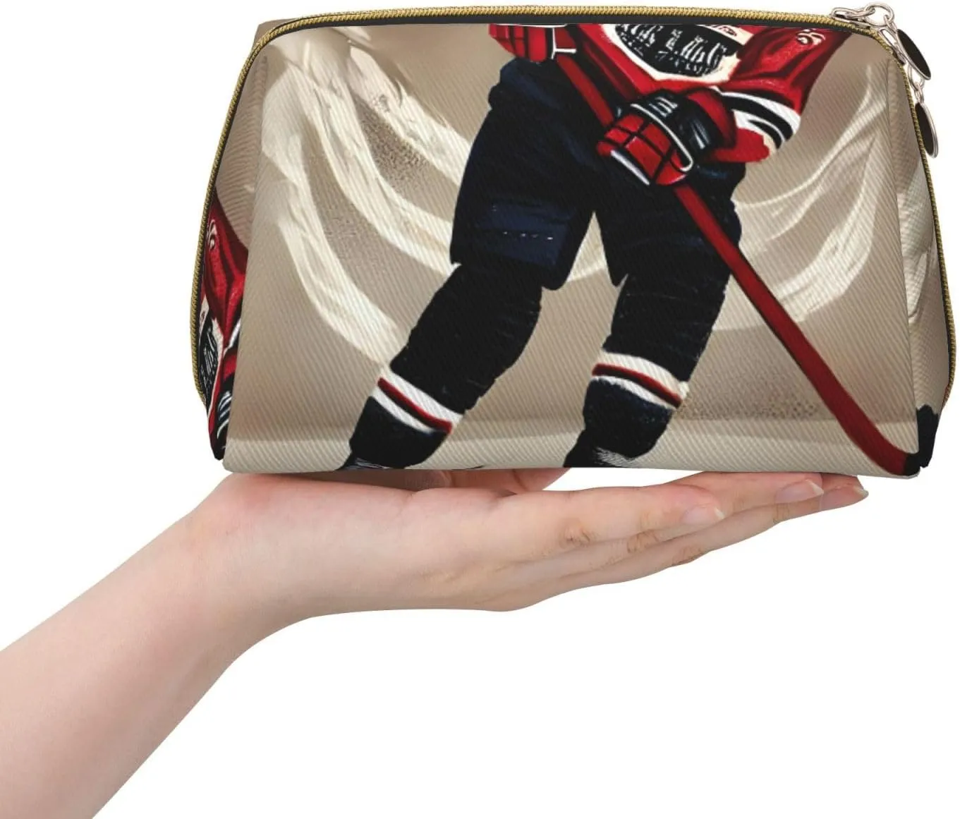 Hockey Sports Toiletry Pouch, Travel-Friendly Makeup Organizer For Makeup Brushes, Lipsticks