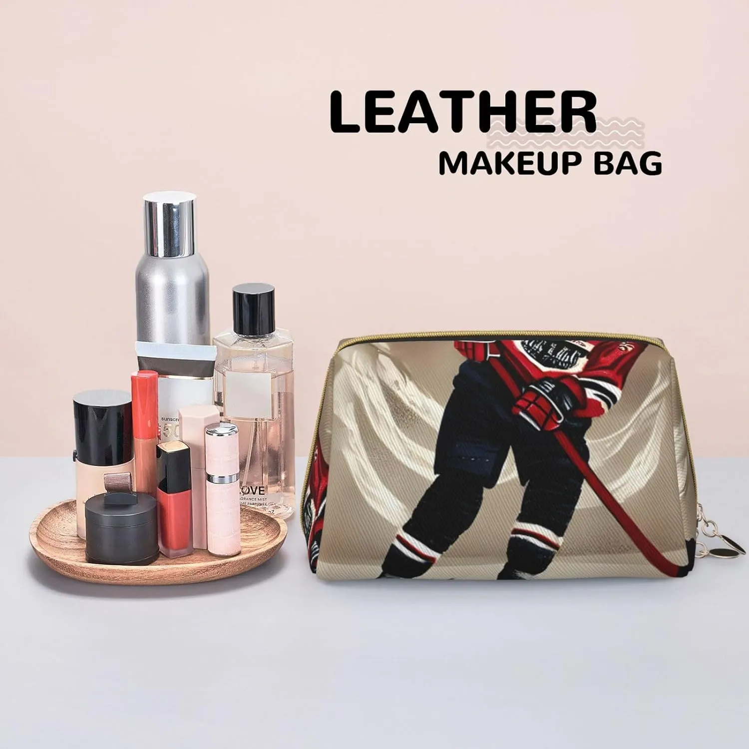Hockey Sports Toiletry Pouch, Travel-Friendly Makeup Organizer For Makeup Brushes, Lipsticks