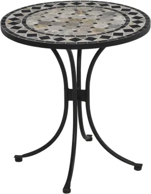 Homestyles Laguna Black Outdoor Bistro Table with Marble Tile Top