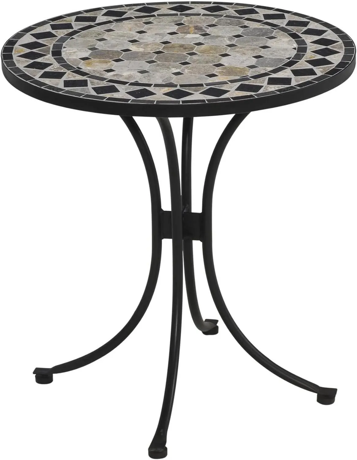 Homestyles Laguna Black Outdoor Bistro Table with Marble Tile Top