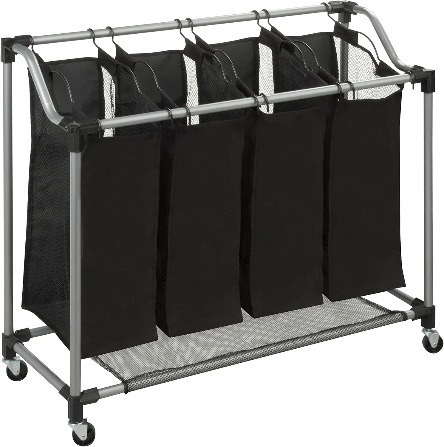 Honey-can-Do SRT-01682 Laundry Sorter, 4-Compartment, Black, 4-Bag