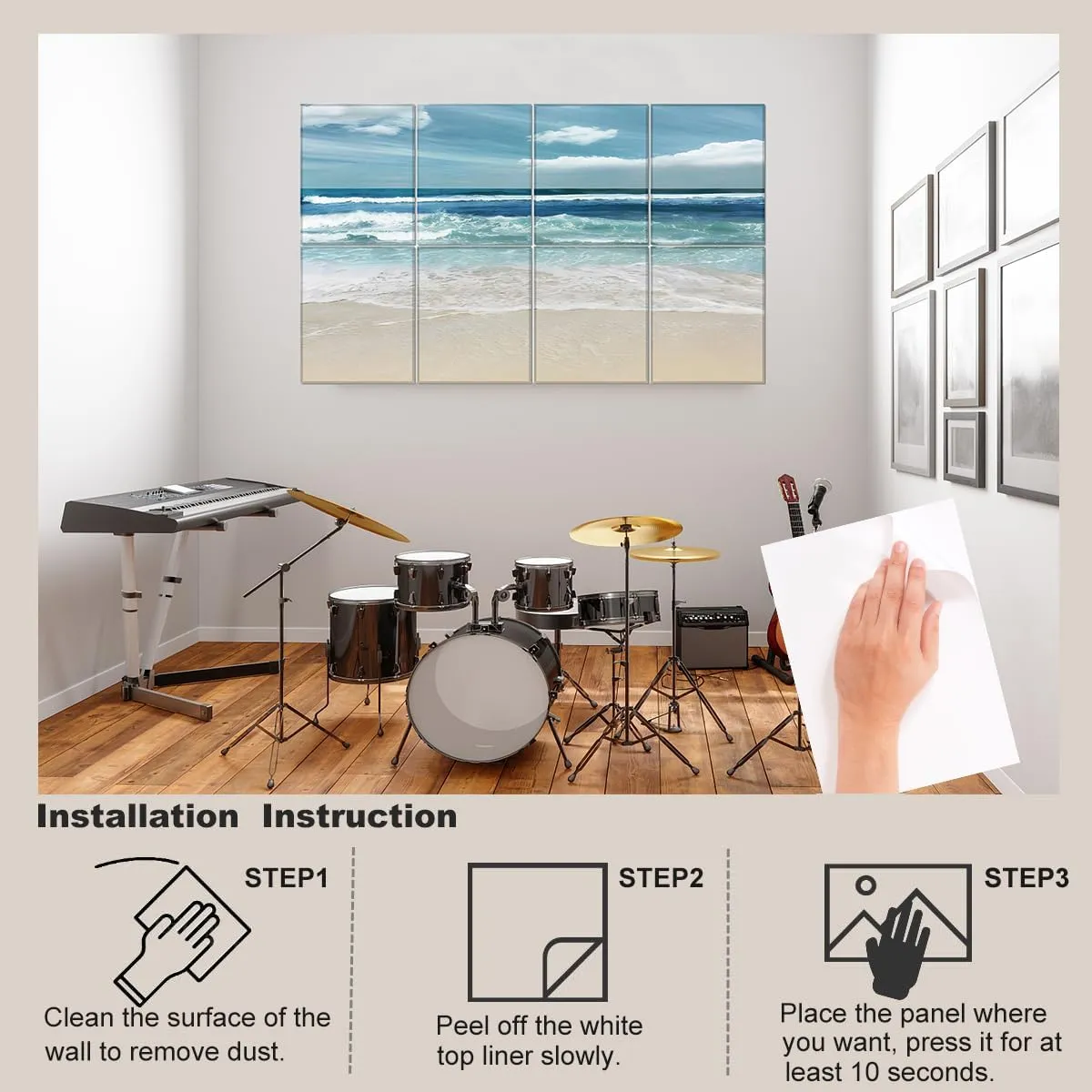 HONORIA 8 Pack Art Acoustic Panels 48X32Inches Sound Absorbing Panels,Self-adhesive Soundproof Wall Panels,Decorative Acoustical Wall Panels,Acoustic Treatment for Home Office&Recording Studio