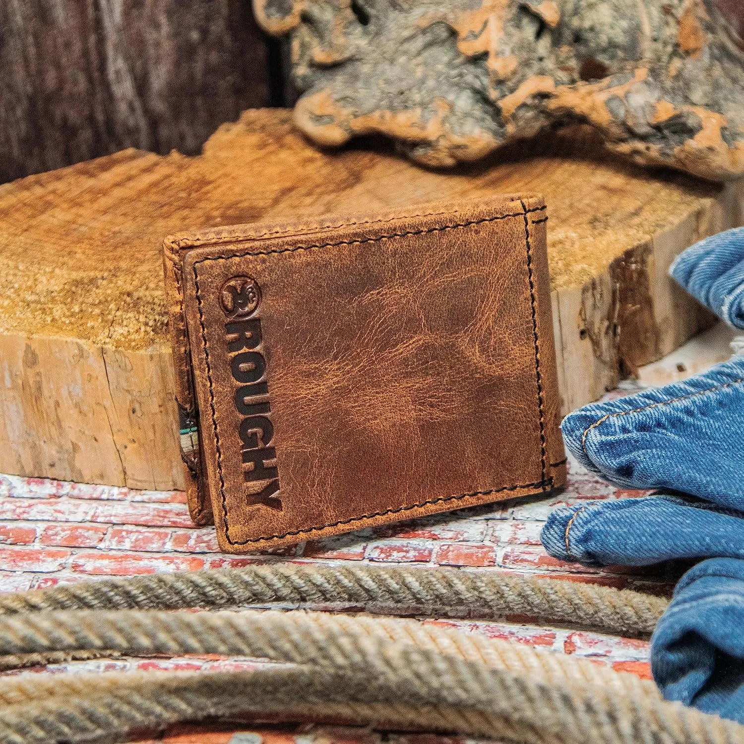 HOOEY Bi-Fold Leather Men's Wallet (Hawk - Brown/Navajo Serape)