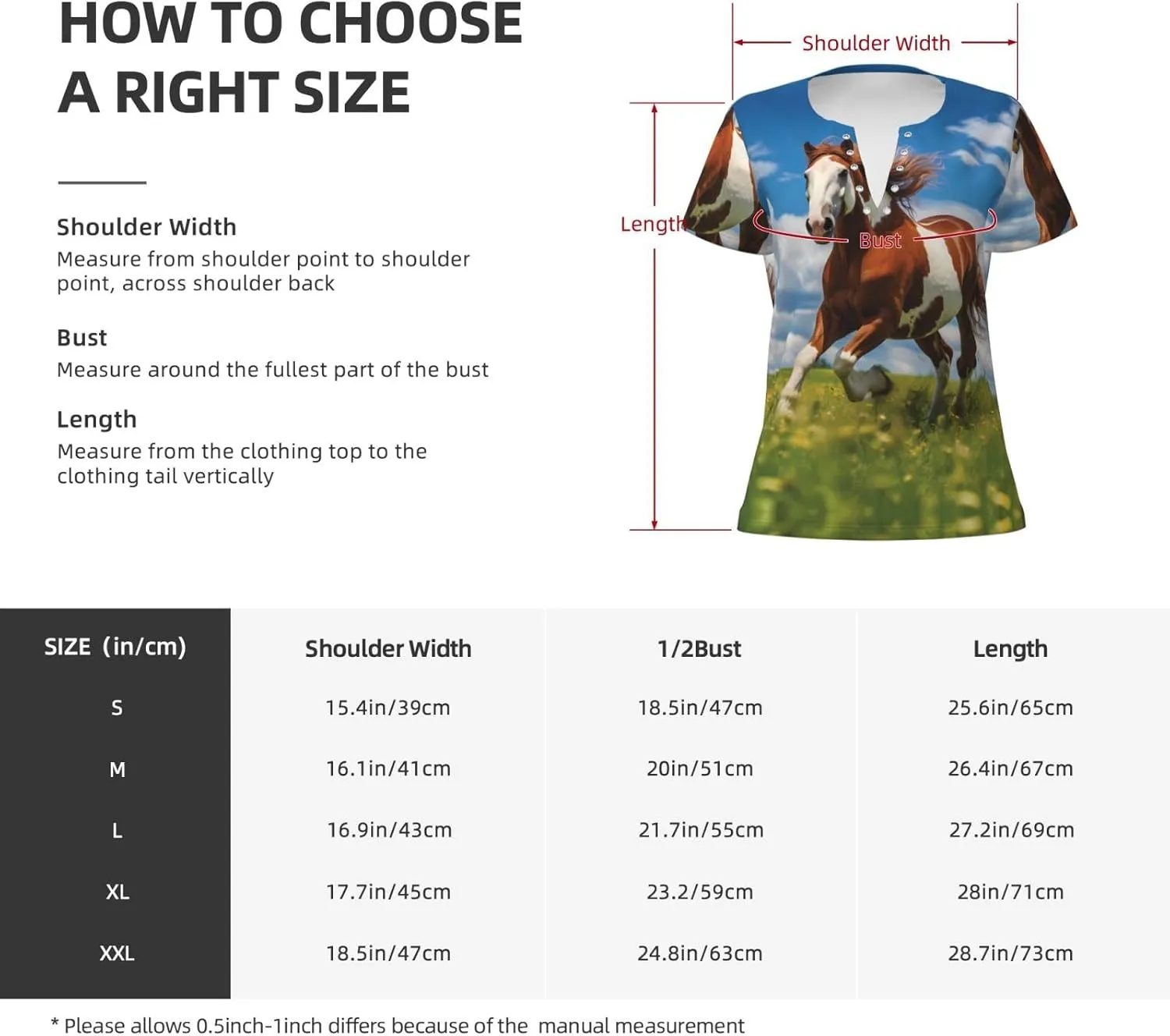 Horses of The Prairie Printed Women's Slim deep V-Neck Short-Sleeved, Yoga Running Training Clothes