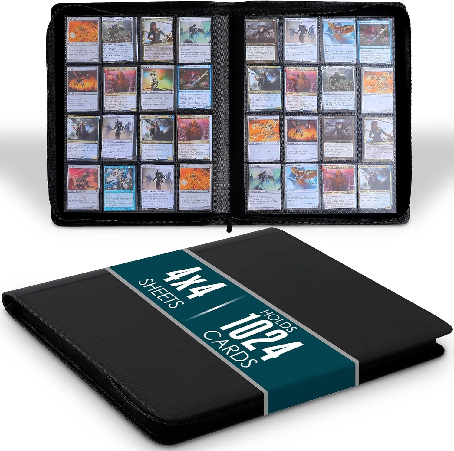Houseables 1000 Card Binder, Ringless Card Binder, 16 Pocket, Collection Folder, Guardian, Collector Book Holder, Collectible Trading Album, Sports, MTG, Yugioh, Pokemon, One Piece, Magic, with Zipper