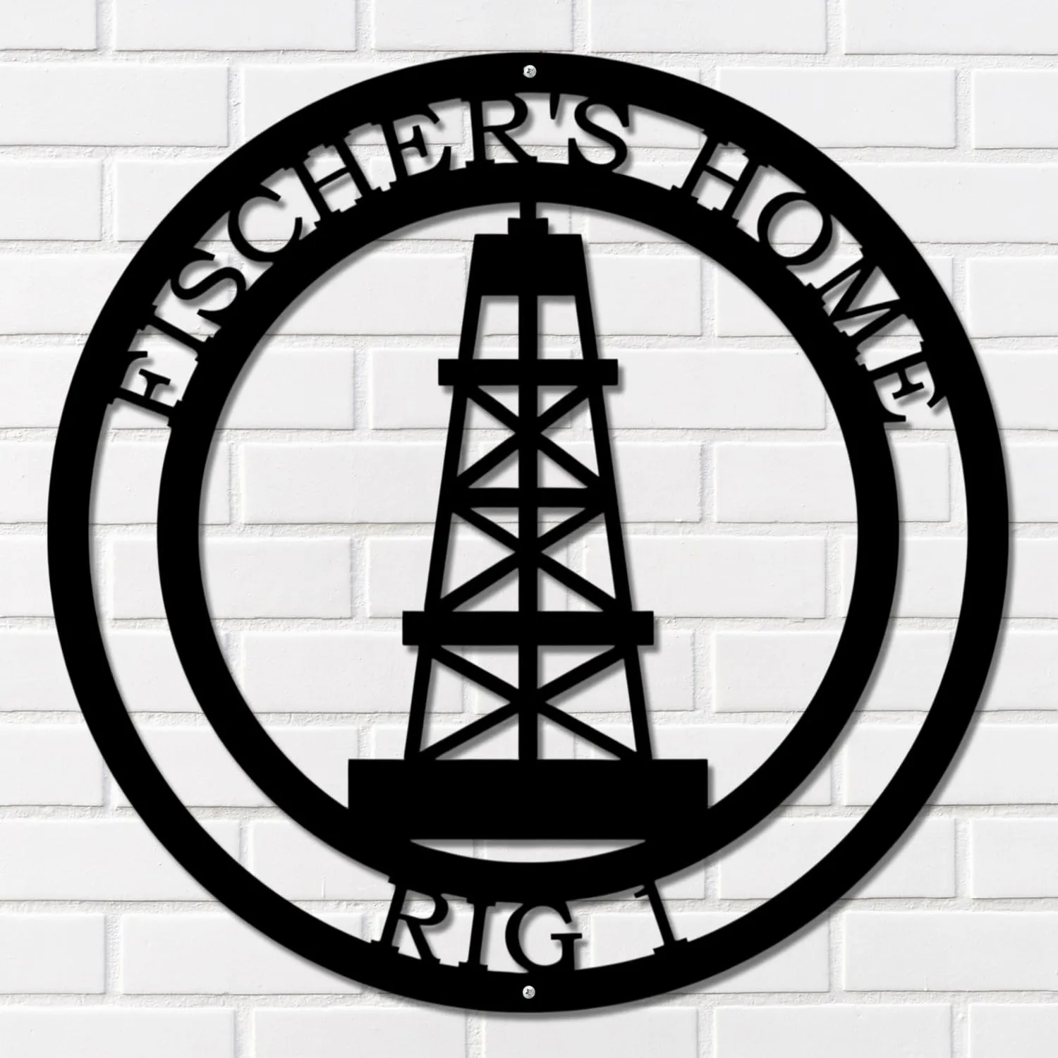 HouseSensatiosArt Oil Rig Custom Name Sign, Oil Rig Metal Wall Art Weather-Resistant Outdoor Metal Signs for Oil Rig, Home Décor & Housewarming Gift