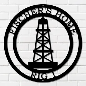 HouseSensatiosArt Oil Rig Custom Name Sign, Oil Rig Metal Wall Art Weather-Resistant Outdoor Metal Signs for Oil Rig, Home Décor & Housewarming Gift