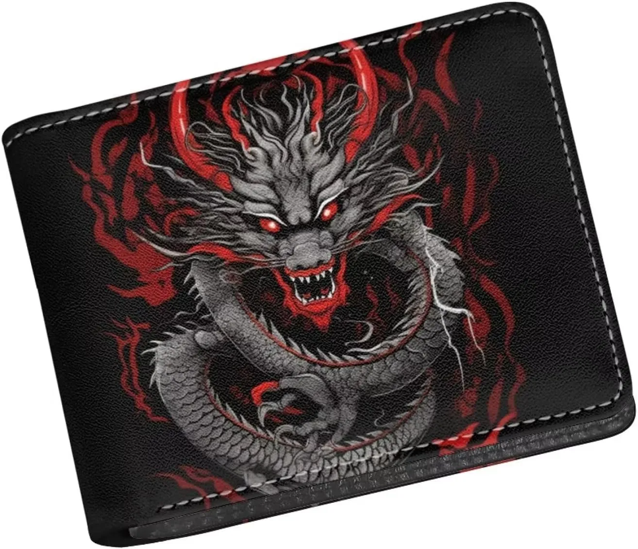 HUIACONG Cool Dragon Howl Mens Wallet Slim,Cool Dragon Roar Leather Thin Wallet for Boys Travel Credit Card Holder Foldable Coin Purse Bifold Wallets Cash Storage