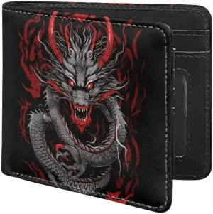 HUIACONG Cool Dragon Howl Mens Wallet Slim,Cool Dragon Roar Leather Thin Wallet for Boys Travel Credit Card Holder Foldable Coin Purse Bifold Wallets Cash Storage