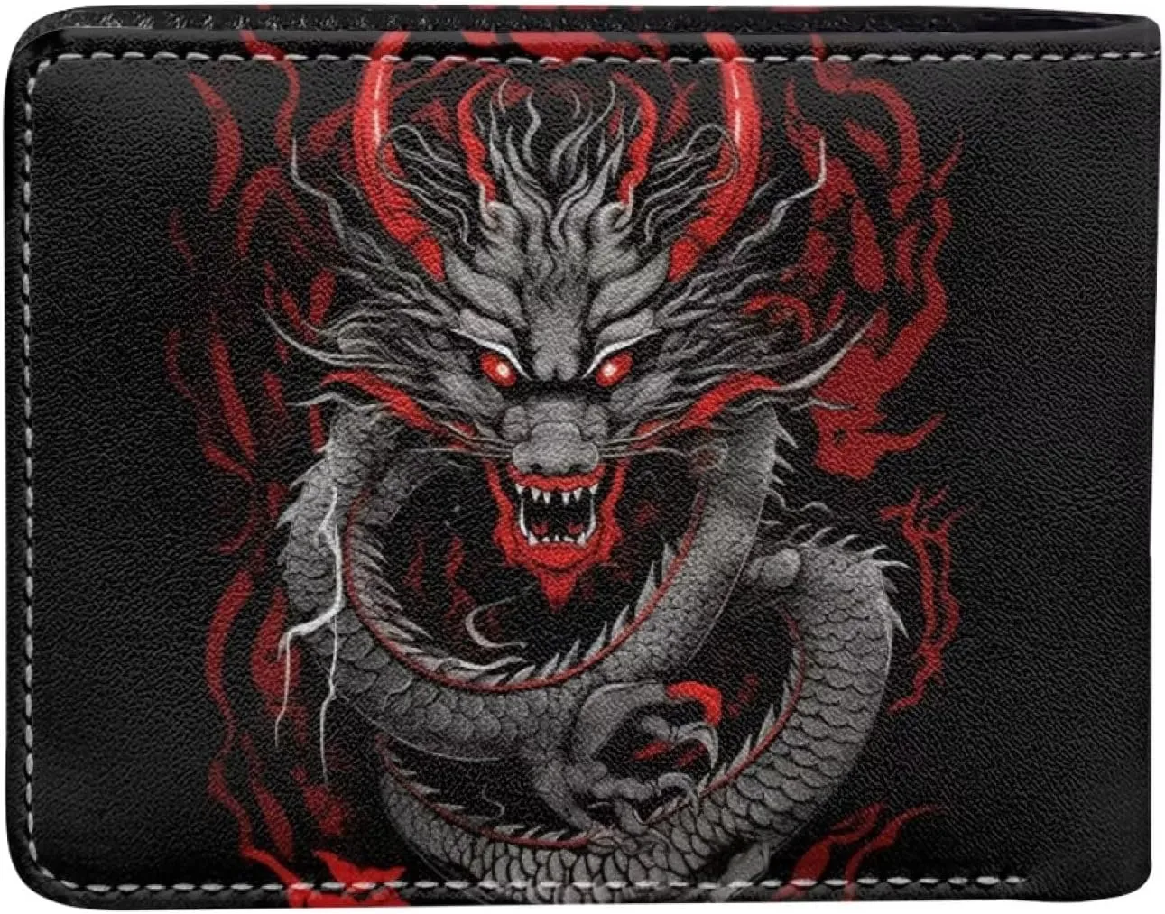 HUIACONG Cool Dragon Howl Mens Wallet Slim,Cool Dragon Roar Leather Thin Wallet for Boys Travel Credit Card Holder Foldable Coin Purse Bifold Wallets Cash Storage