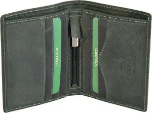 Hunter 705 RFID Men's Distressed Leather Compact Slim Bifold Card Holder Wallet (Oil Green)