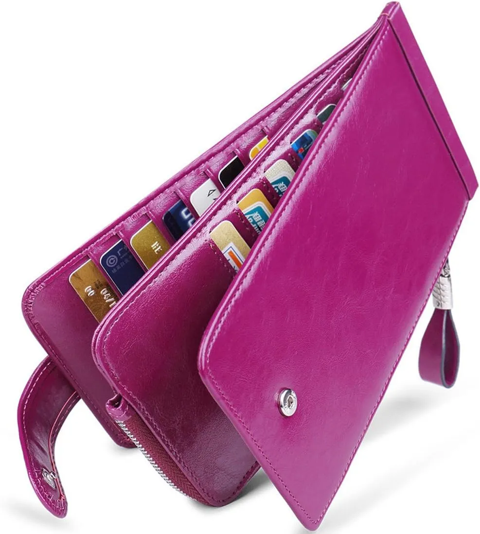 Huztencor Womens Leather Credit Card Holder Wallet RFID Blocking Wallet Women Card Case Purse