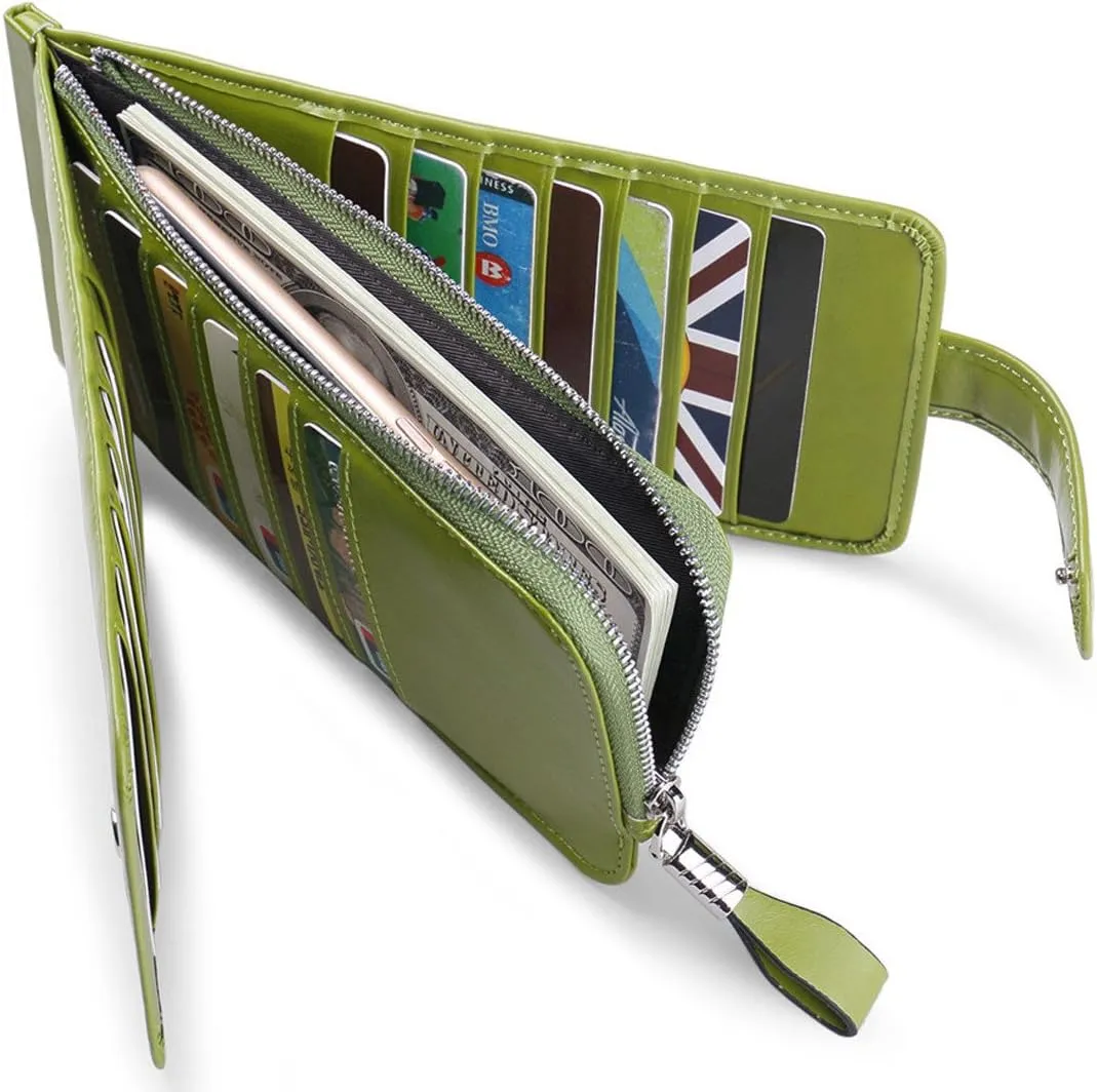 Huztencor Womens Leather Credit Card Holder Wallet RFID Blocking Wallet Women Card Case Purse