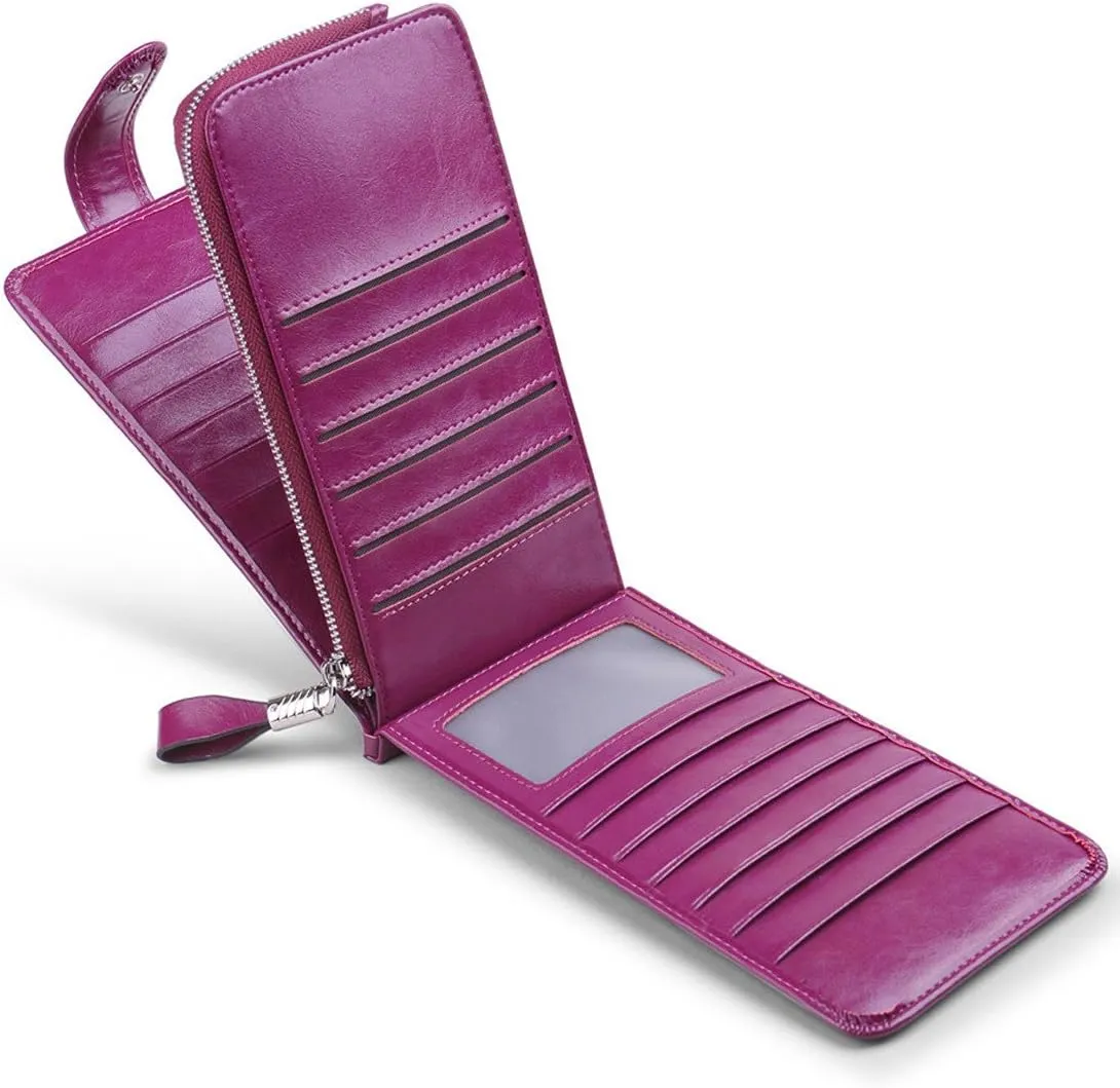 Huztencor Womens Leather Credit Card Holder Wallet RFID Blocking Wallet Women Card Case Purse
