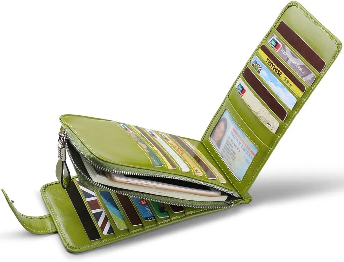 Huztencor Womens Leather Credit Card Holder Wallet RFID Blocking Wallet Women Card Case Purse