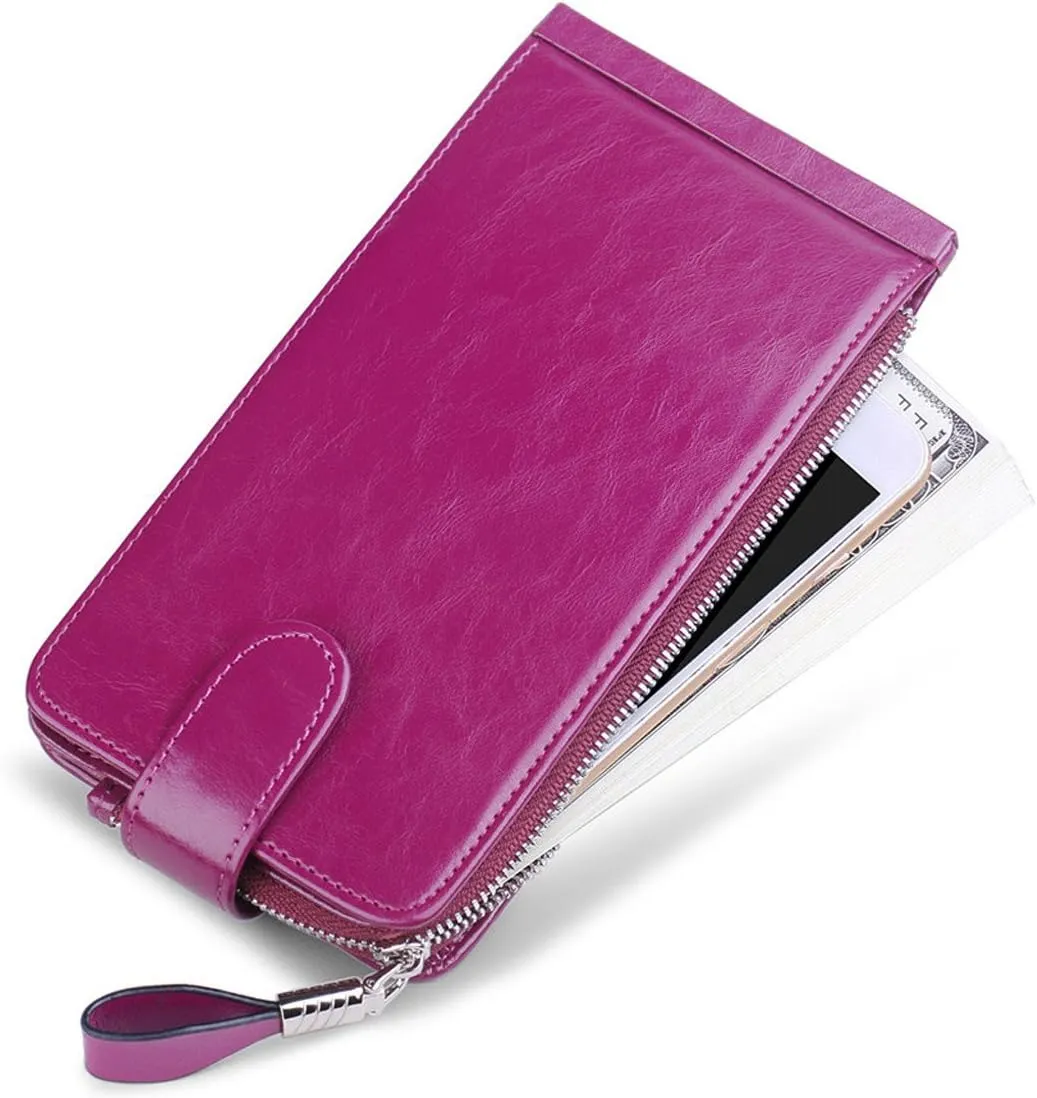 Huztencor Womens Leather Credit Card Holder Wallet RFID Blocking Wallet Women Card Case Purse