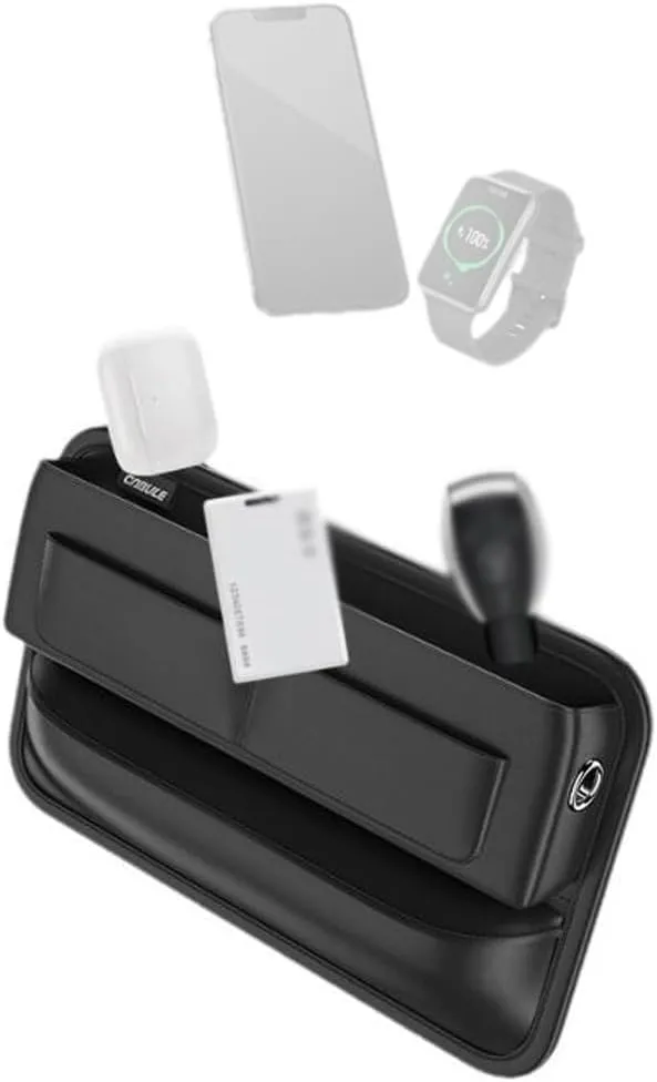 HXBER Central Control Side Organizer, Car Central Control Storage Box Leather SeatGap Organizer Car Interior Storage Bag with Reserved Charging Cable Hole