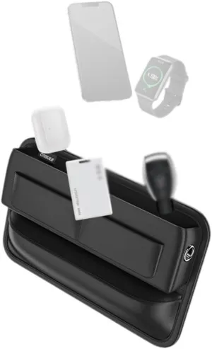 HXBER Central Control Side Organizer, Car Central Control Storage Box Leather SeatGap Organizer Car Interior Storage Bag with Reserved Charging Cable Hole