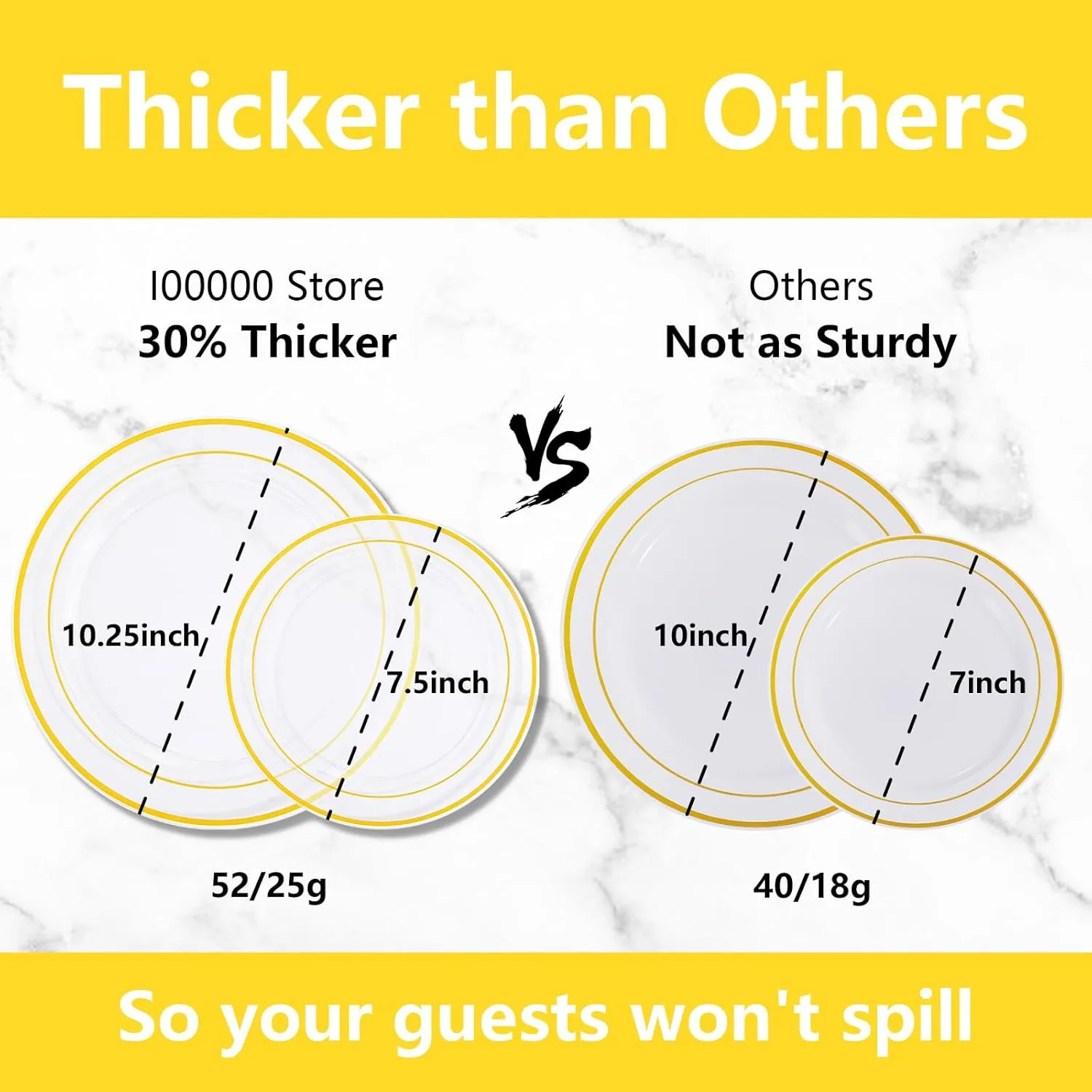 I00000 50 Guests Clear Gold Plastic Plates, Gold Disposable Dinnerware Set Includes: 100 Plastic Plates, 50 Silverware Set, 50 Disposable Cups, 50 Napkins Perfect for Party & Wedding