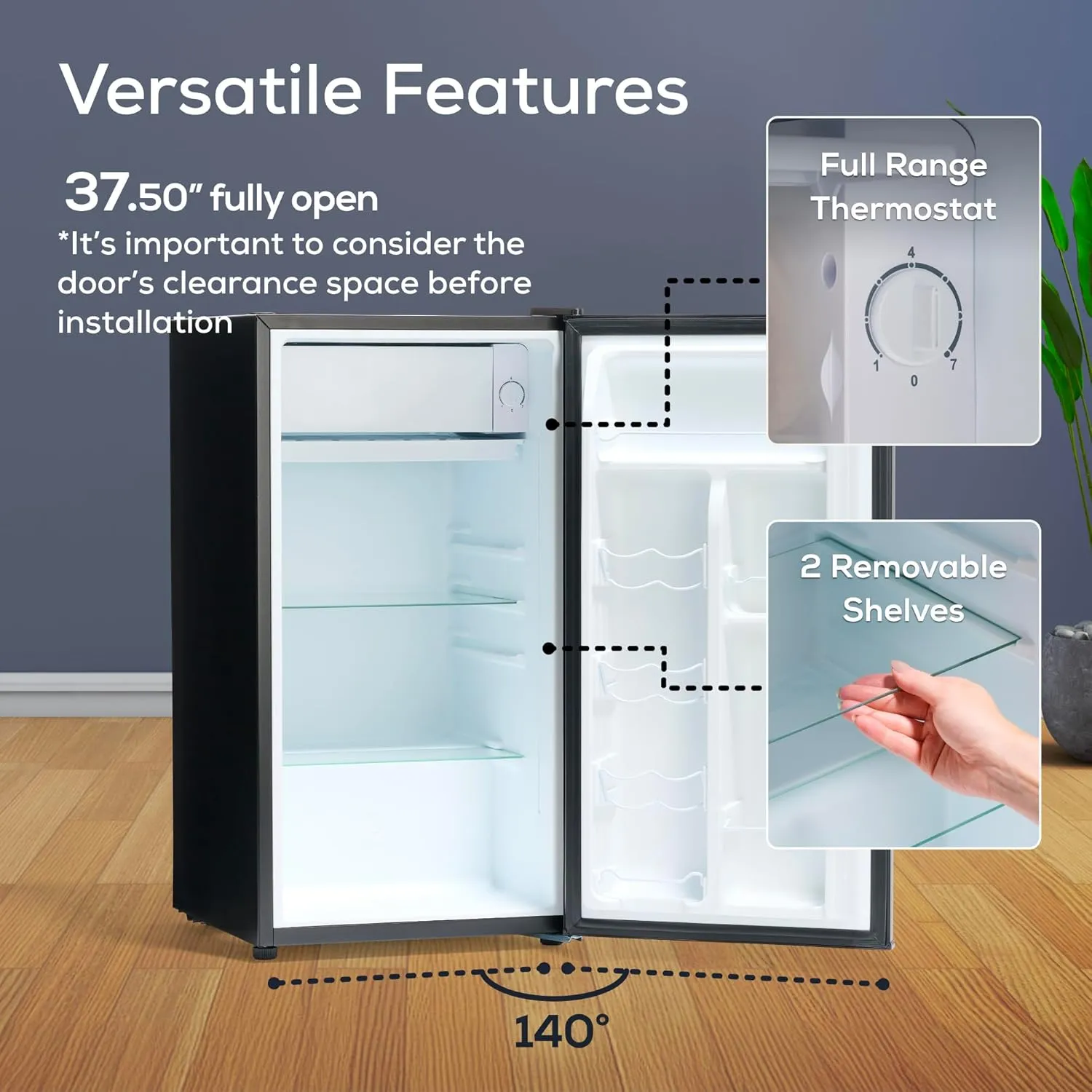 Igloo 3.2 Cu.Ft. Single Door Compact Refrigerator with Freezer - Slide Out Glass Shelf, Perfect for Homes, Offices, Dorms - Black