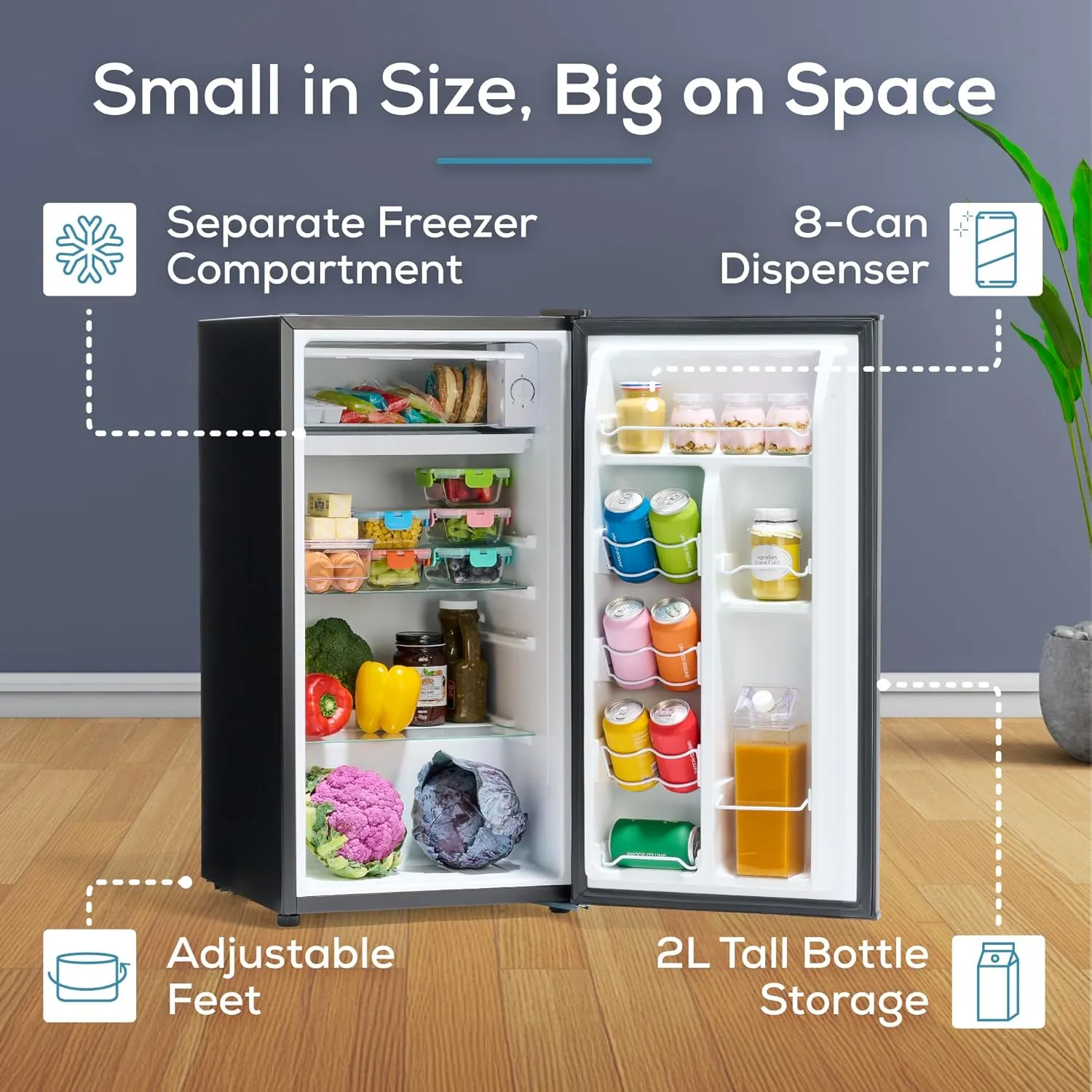 Igloo 3.2 Cu.Ft. Single Door Compact Refrigerator with Freezer - Slide Out Glass Shelf, Perfect for Homes, Offices, Dorms - Black