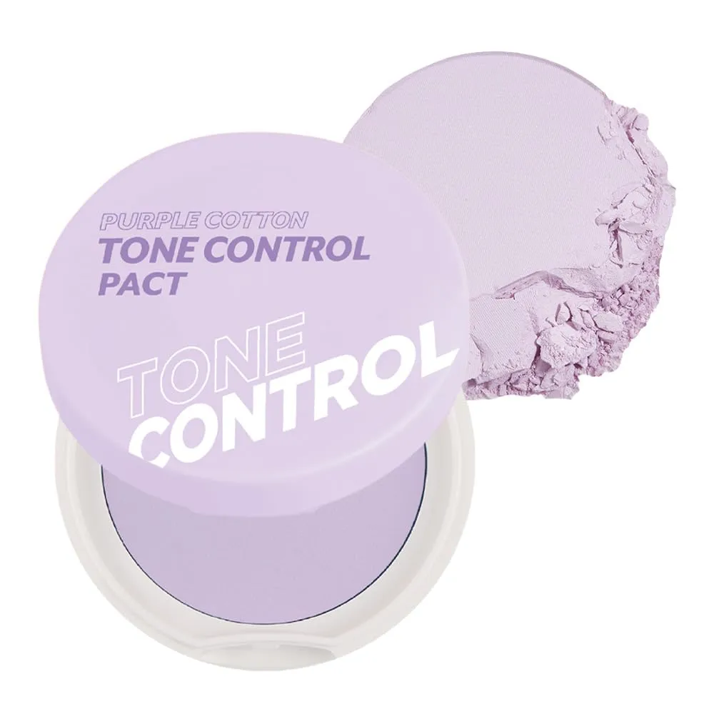 I'M MEME Compact - Purple Cotton Tone Control Pact | Korean Pressed Setting Powder With Berry Complex, Mineral, Translucent, for Blurring Effect, Makeup Compact, Mother's Day, 0.35 Oz