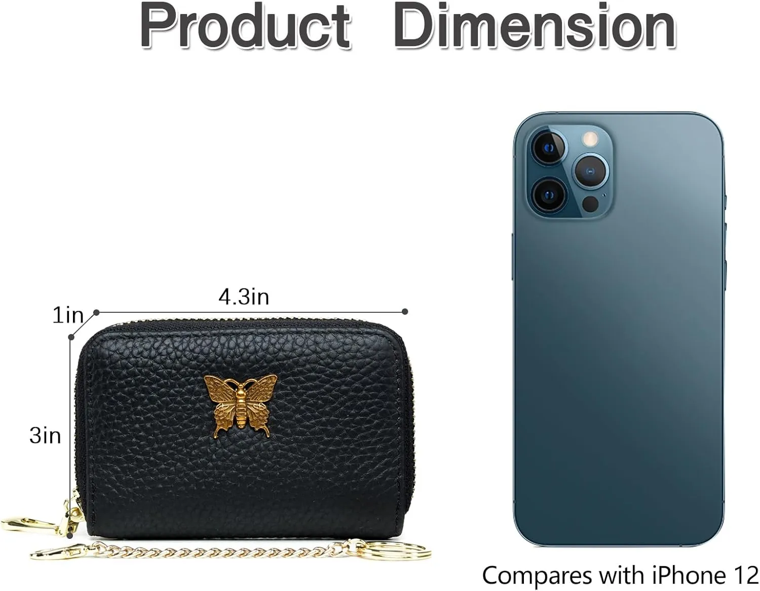 imeetu RFID Credit Card Holder for Women Genuine Leather Card Case Wallet with Zipper and Removable Keychain (Brown)
