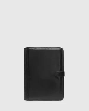 Imperial Black - Clip On A4 Leather Compendium